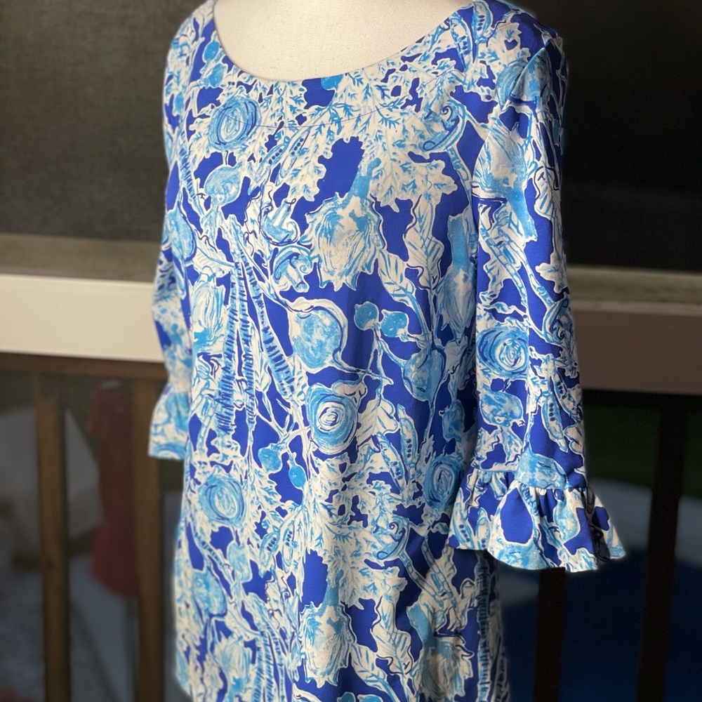 Lilly Pulitzer Waverly Ruffle Top Royal Purple Pea